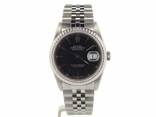 Mens Rolex Stainless Steel Datejust Black 16220 (SKU B1661197NMT)