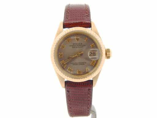 Ladies Rolex 18K Yellow Gold Datejust Gray, Slate Roman 6917 (SKU 3172168NBRNMT)