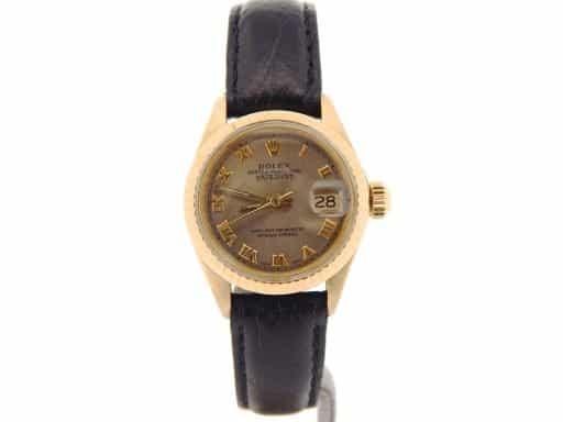 Ladies Rolex 18K Yellow Gold Datejust Gray, Slate Roman 6917 (SKU 3172168NBLKMT)