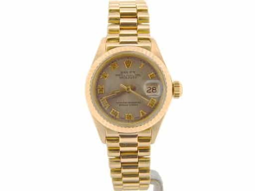 Ladies Rolex 18K Yellow Gold Datejust President Gray Slate Roman 6917 (SKU 3172168NPRZMT)