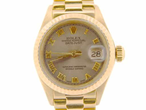 Ladies Rolex 18K Yellow Gold Datejust President Gray Slate Roman 6917 (SKU 3172168NPRZMT)