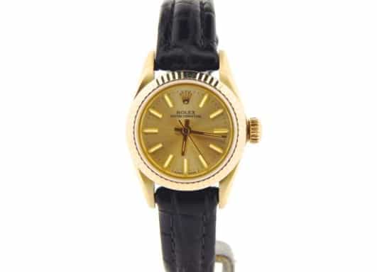 Ladies Rolex 14K Yellow Gold Oyster Perpetual Champagne  67197 (SKU 9039078NBLKCMT)