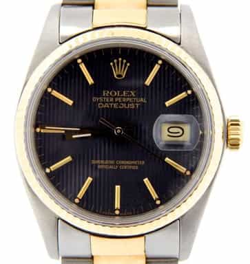 Mens Rolex Two-Tone 18K/SS Datejust Black  16013 (SKU 5510798NOYSMT)
