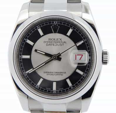 Mens Rolex Stainless Steel Datejust Black Silver 116200 (SKU M202537N01MT)