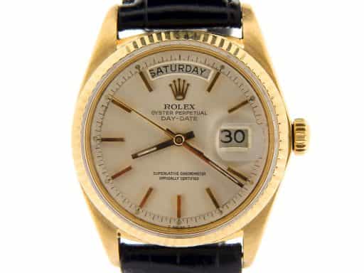 Mens Rolex 18K Gold Day-Date Watch with Silver Dial 1803 (SKU 3251629NBLKMT)