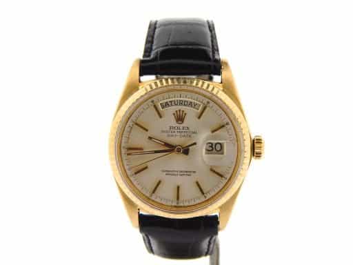 Mens Rolex 18K Gold Day-Date Watch with Silver Dial 1803 (SKU 3251629NBLKMT)
