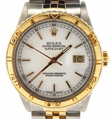 Mens Rolex Two-Tone 18K/SS Datejust Turn-O-Graph White  16263 (SKU 8621978MT)