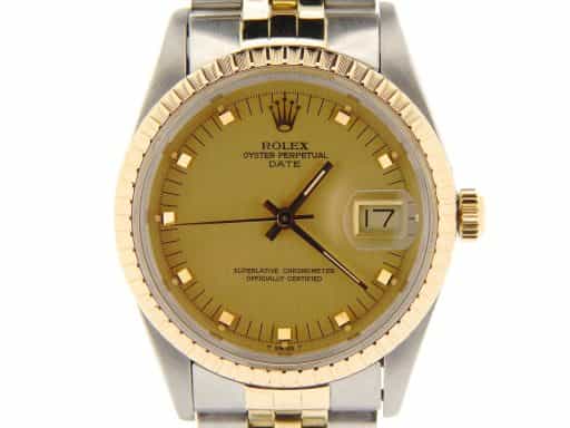 Mens Rolex Two-Tone 18K/SS Date Champagne  15053 (SKU 9662684N)