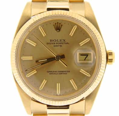 Mens Rolex 14K Yellow Gold Date Champagne 1503 (SKU 6196018NBMT)