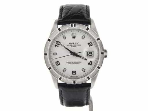 Mens Rolex Stainless Steel Date White Arabic 15210 (SKU X597399NBLKMT)