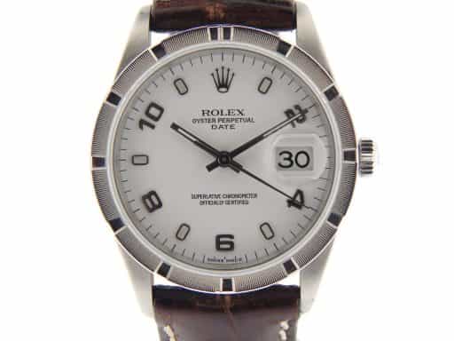 Mens Rolex Stainless Steel Date White Arabic 15210 (SKU X597399NBRNMT)