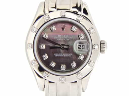 Ladies Rolex 18K White Gold Datejust Pearlmaster Tahitian Diamond 80319 (SKU P901158NMT)
