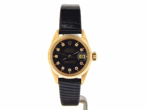 Ladies Rolex 18K Yellow Gold Datejust Black Diamond 6927 (SKU 6520535NBLKMT)