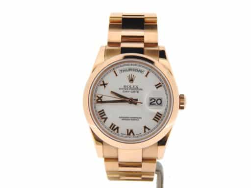 Mens Rolex 18K Gold Day-Date White Roman 118205 (SKU K11P8205MT)