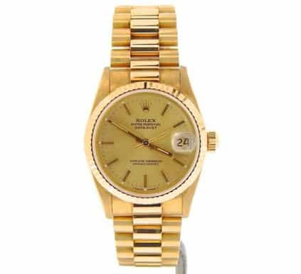 Ladies 31mm MidSize Rolex 18K Yellow Gold Datejust President  68278 (SKU S995326NMT)