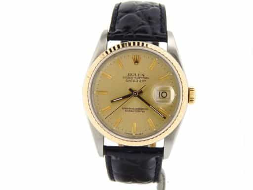 Mens Rolex Two-Tone 18K/SS Datejust Champagne  16233 (SKU L971975NBLKBCMT)