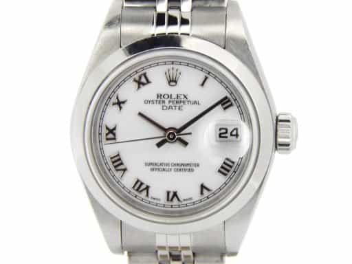 Ladies Rolex Stainless Steel Date White Roman 79160 (SKU P743013NMT)