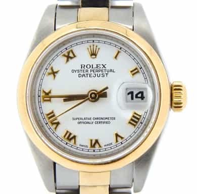Ladies Rolex Two-Tone Datejust White Roman 69163 (SKU U994794NOYSMT)