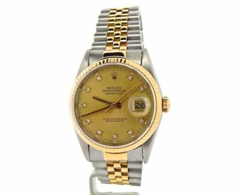 Mens Rolex Two-Tone 18K/SS Datejust Champagne Diamond 16233 (SKU T630703NBCMT)