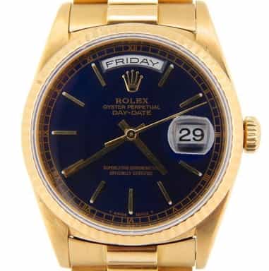 Mens Rolex 18K Gold Day-Date President Watch Black Dial 18238 (SKU BBW527599NPRZMT)