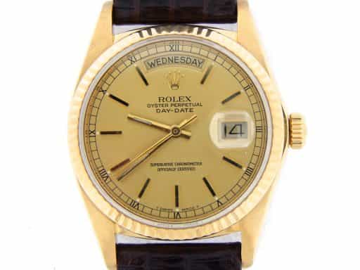 Mens Rolex 18K Gold Day-Date Watch Gold Champagne Dial 18038 (SKU 5907799NBRNMT)