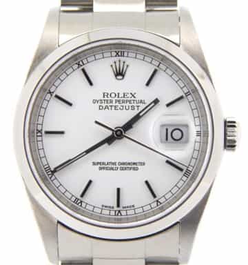 Mens Rolex Stainless Steel Datejust White 16200 (SKU BT485331MT)