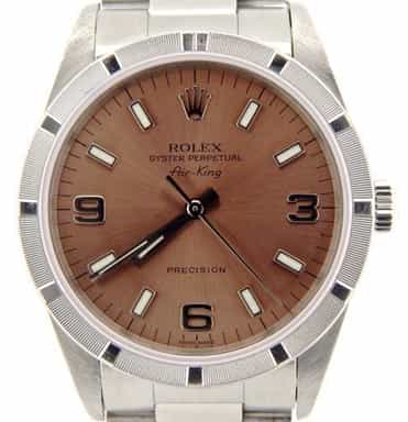 Mens Rolex Stainless Steel Air-King Salmon Arabic 14010 (SKU A934156NCMT)