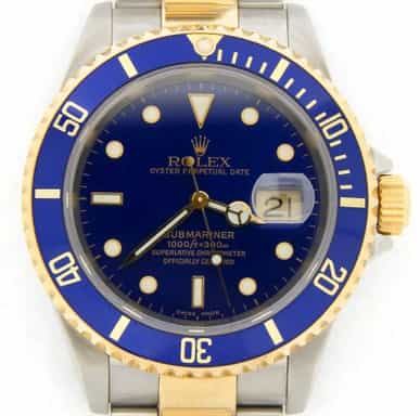 Mens Rolex Two-Tone 18K/SS Submariner Blue  16613T (SKU Z433029NNMT)