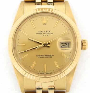 Mens Rolex 14K Yellow Gold Date Champagne 15037 (SKU 9533845BMT)