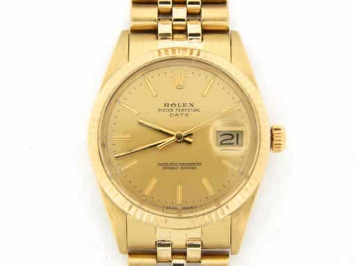 Mens Rolex 14K Yellow Gold Date Champagne 15037 (SKU 9533845BMT)