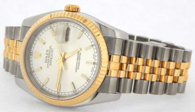 Mens Rolex Two-Tone 18K/SS Datejust Silver 116233 (SKU F493178SNBCMT)