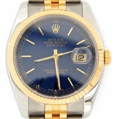 Mens Rolex Two-Tone 18K/SS Datejust Blue 116233 (SKU F493178GNBCMT)