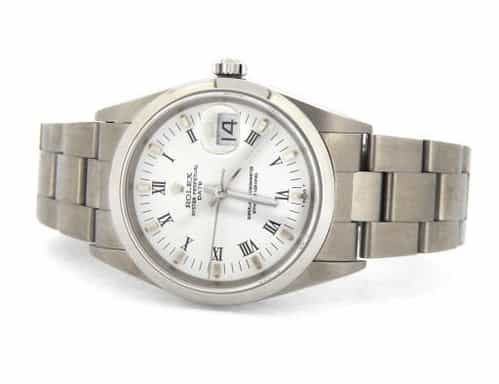 Mens Rolex Stainless Steel Date White Roman 15200 (SKU F238919MT)
