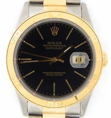 Mens Rolex Two-Tone 18K/SS Datejust Turn-O-Graph Black  16263 (SKU U782383MT)
