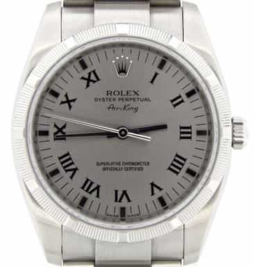 Mens Rolex Stainless Steel Air-King Silver Gray Roman 114210 (SKU M598690MT)