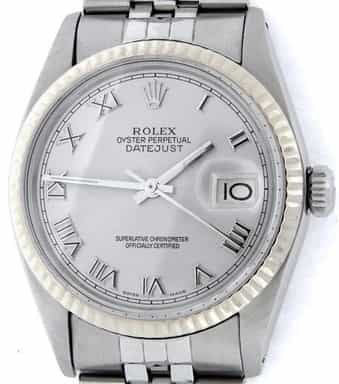 Mens Rolex Stainless Steel Datejust Silver Roman 16014 (SKU 6156790NMT)