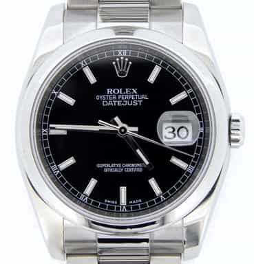 Mens Rolex Stainless Steel Datejust Black  116200 (SKU D588198MT)