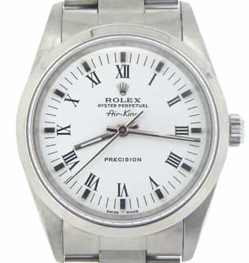 Mens Rolex Stainless Steel Air-King White Roman 14000 (SKU E521878MCMT)