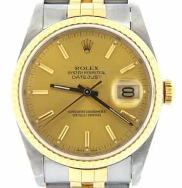 Mens Rolex Two-Tone 18K/SS Datejust Champagne  16233 (SKU R952591MT)