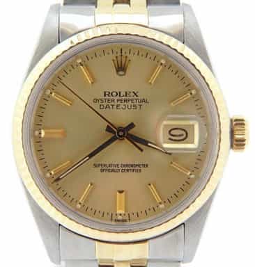Mens Rolex Two-Tone Datejust Champagne  16013 (SKU 6493958BCMT)