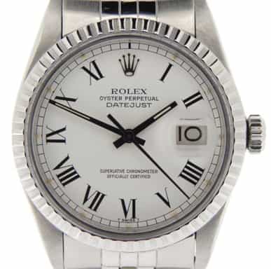 Mens Rolex Stainless Steel Datejust White Roman 16030 (SKU B6508040NMT)