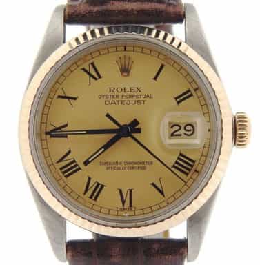Mens Rolex Two-Tone 14K/SS Datejust Champagne Roman 16013 (SKU B8028107MT)