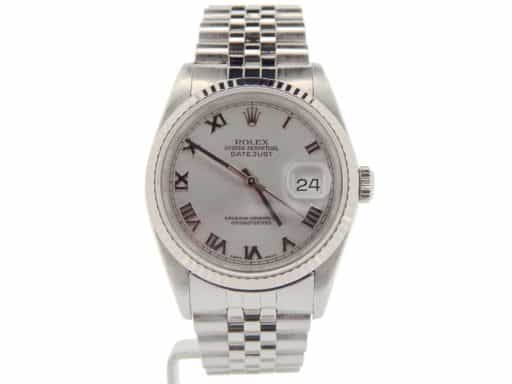 Mens Rolex Stainless Steel Datejust Watch Ref. 16234 Silver Roman (SKU L884885NMT)