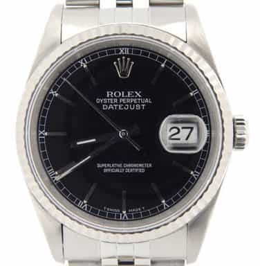 Mens Rolex Stainless Steel Datejust Black 16234 (SKU BU382324NMT)