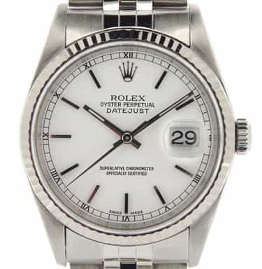 Mens Rolex Stainless Steel Datejust White  16234 (SKU U382324MT)