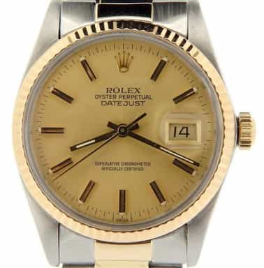 Mens Rolex Two-Tone 14K/SS Datejust Champagne  16013 (SKU 8279669NMT)