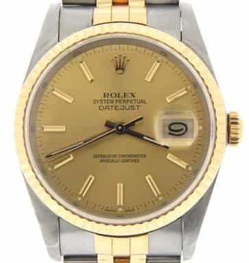 Mens Rolex Two-Tone 18K/SS Datejust Champagne  16233 (SKU L558159MT)