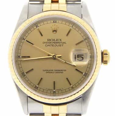 Mens Rolex Two-Tone 18K/SS Datejust Champagne  16233 (SKU U558159MT)