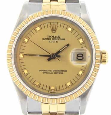 Mens Rolex Two-Tone 18K/SS Date Champagne  15053 (SKU 7499972MT)