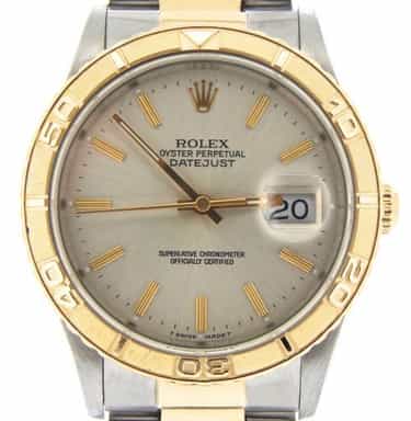 Mens Rolex Two-Tone 18K/SS Datejust Turn-O-Graph Silver  16263 (SKU E563558MT)